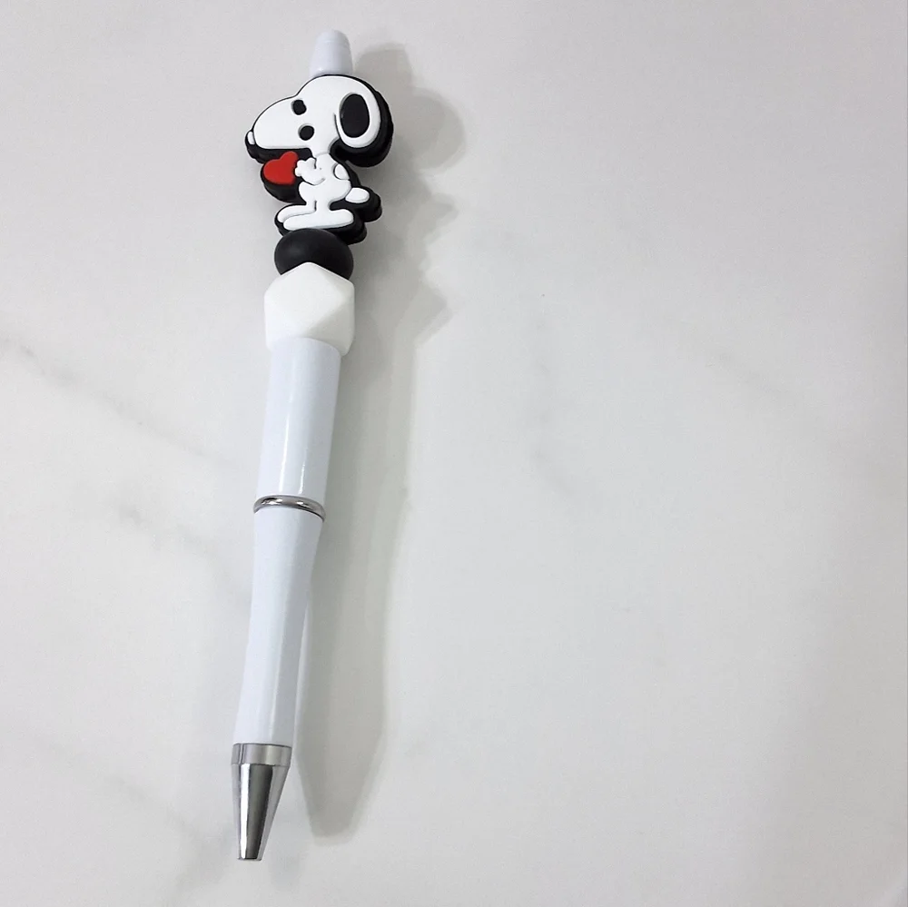 Peanuts Snoopy Heart Beaded Writing Pen, Black Ink Pen, NEW